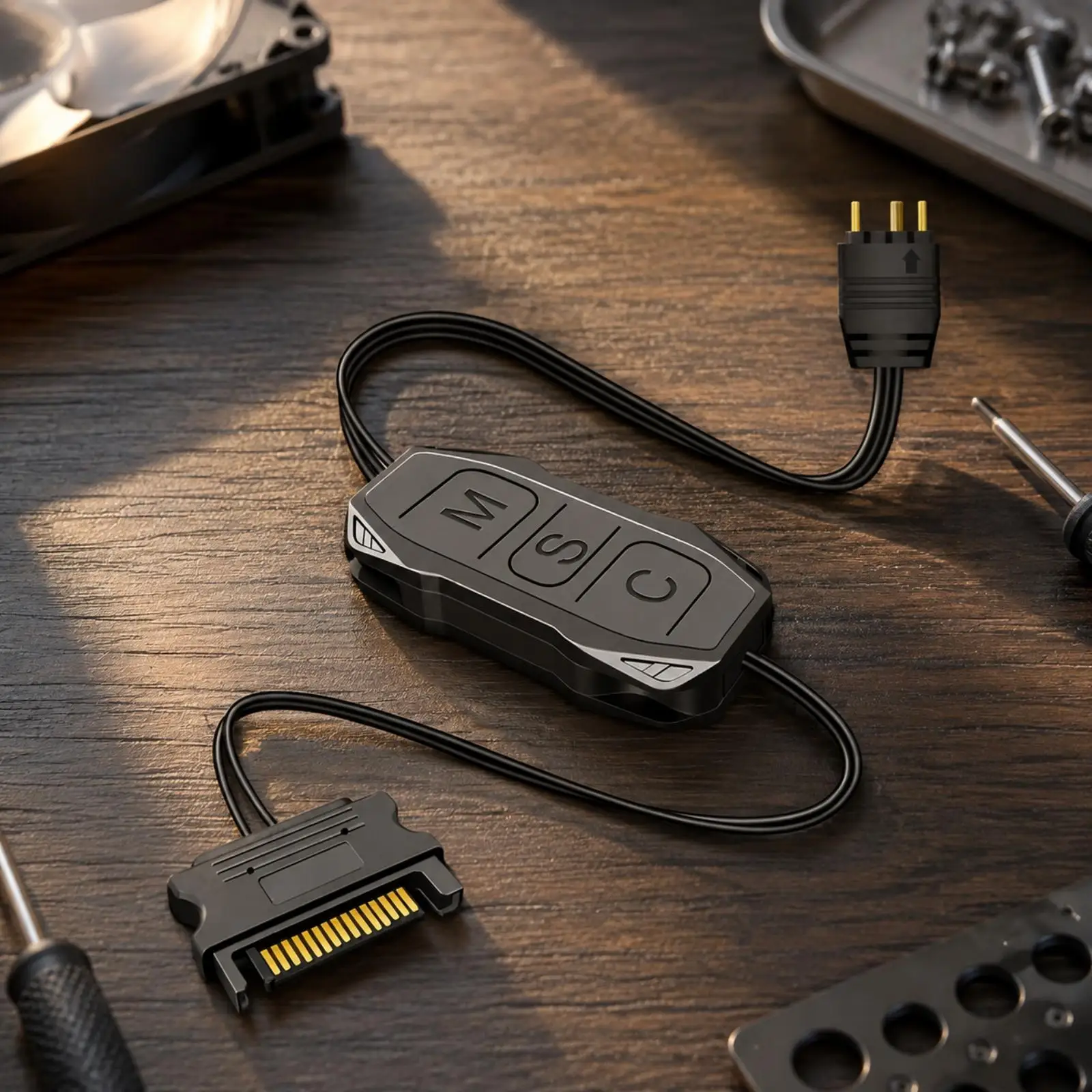 Handy ARGB Fan Controller for PC Builds with Manual Effect Selection and Long Cable