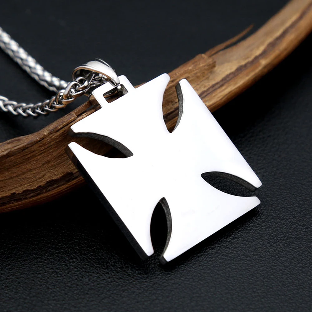 Vintage Classic Cross Pendant Necklace For Men Women Stainless Steel Hip Hop Knights Templar Iron Biker Jewelry Gifts Wholesale view 4