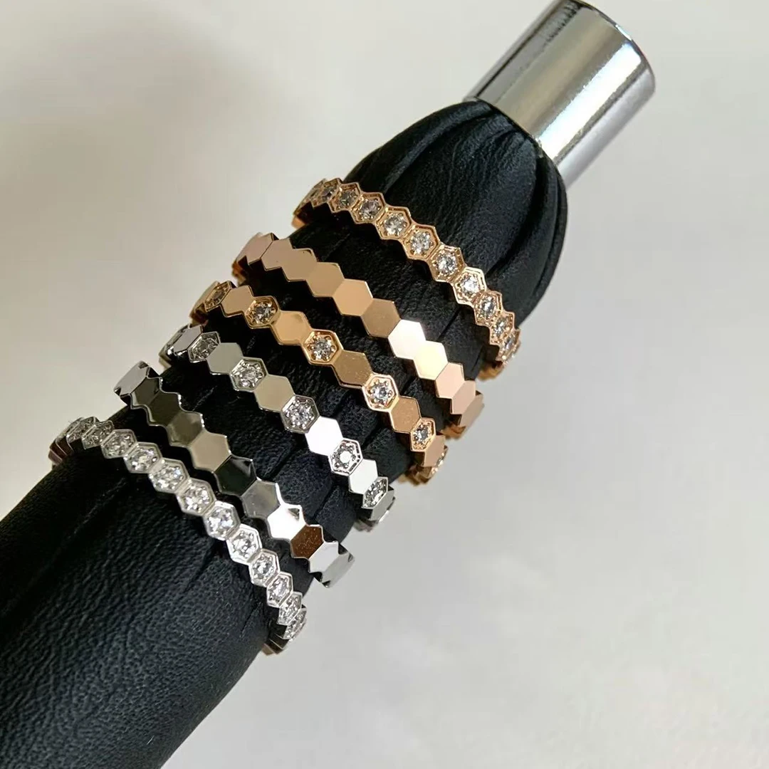 

925 sterling silver hexagonal classic women's honeycomb diamond ring wedding ring