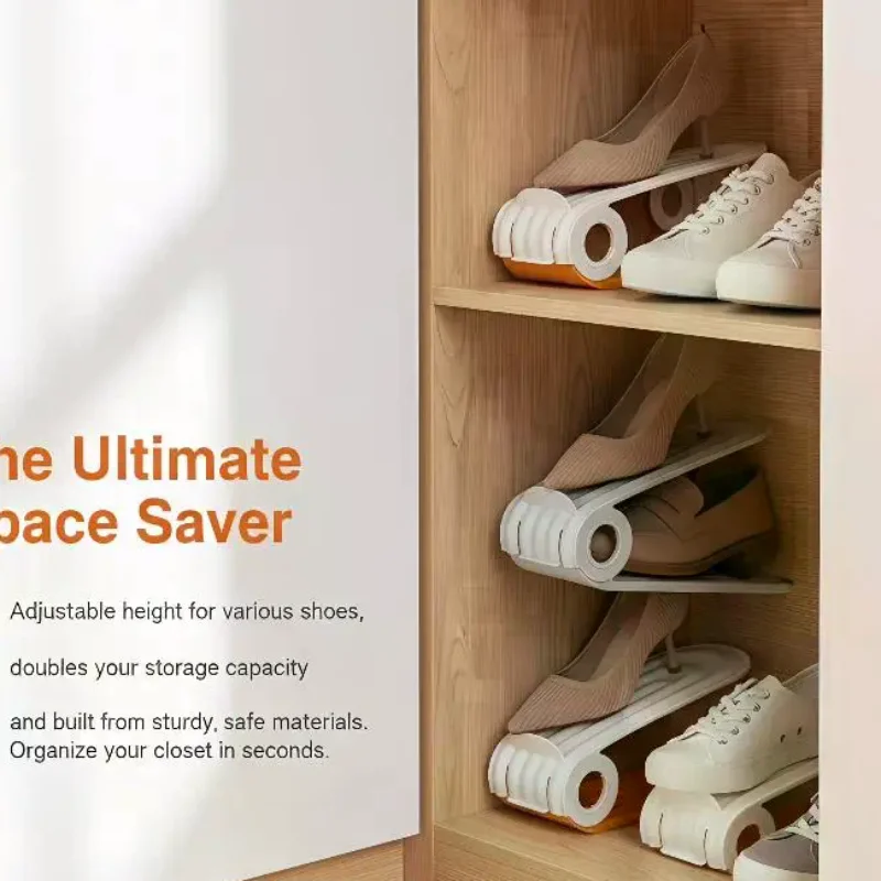 3 Layer Shoes Storage Rack for High Heels Sneakers Adjustable Height Stackable Organizer Shelf for Bedroom Entryway Closet