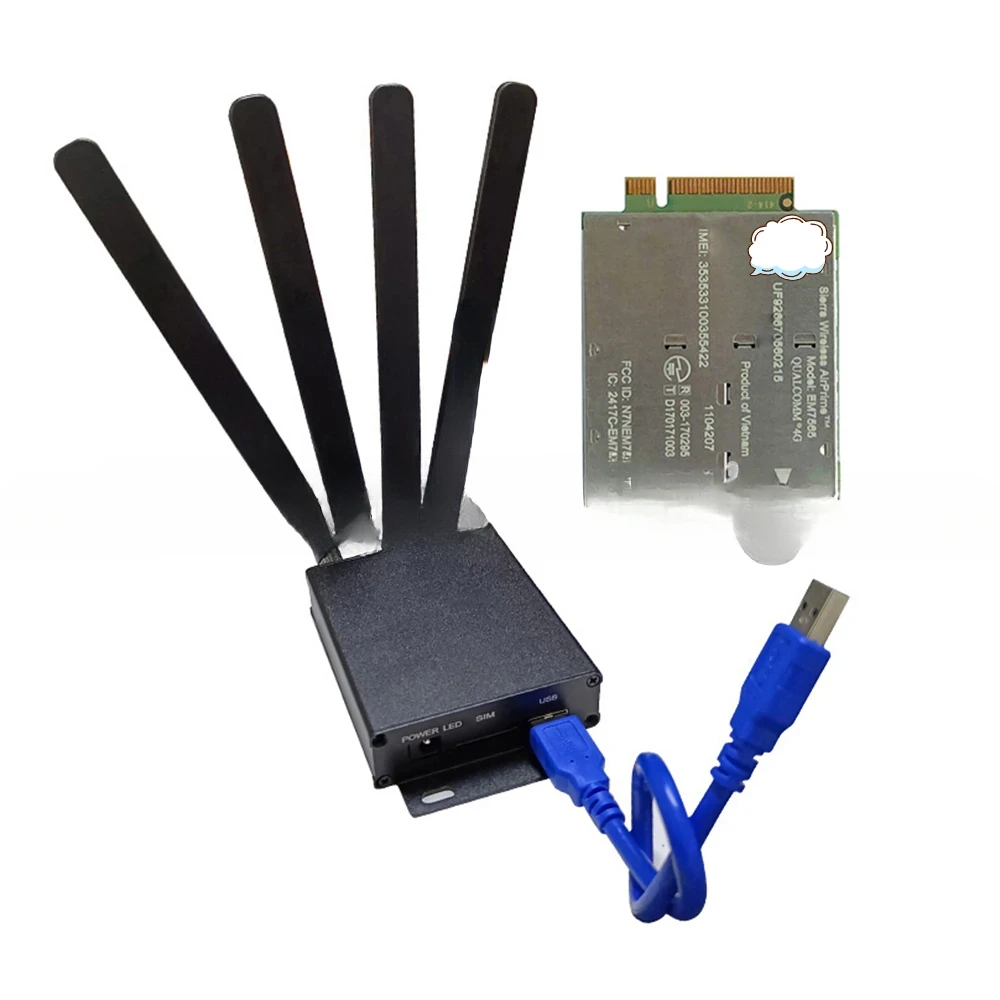 For EM7565 M.2 to USB3.0 4G Modem + wireless EM7565 4G LTE module CAT12 + antenna USB Dongle