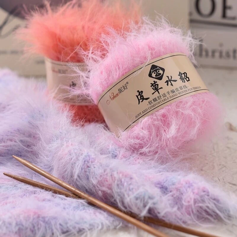 50g Fur Mink Down Long Wool Hand Mixed Thread Scarf Yarn DIY Material Bag Baby Line Coral Down Phoenix Down Line