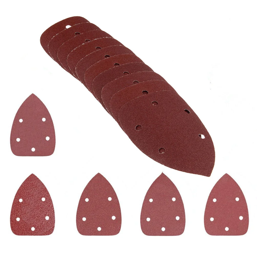 50 PCS Hook and Loop Sandpaper Sanding Triangle Discs Flocking Pads Grinding Wheel