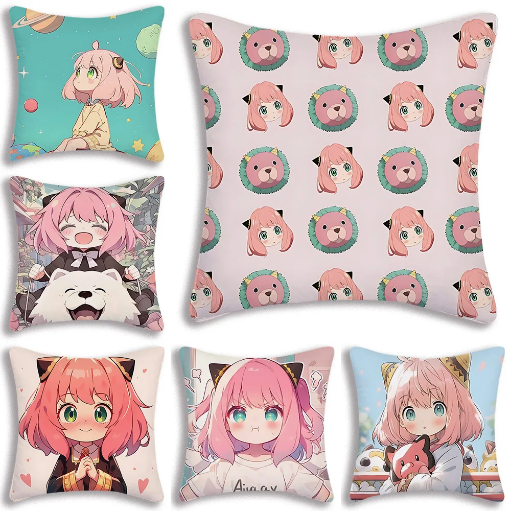 Pillow Covers Cartoon Anime S-Spy x Family Sofa Decorative Home Double-sided Printing Short Plush Cute Cushion Cover