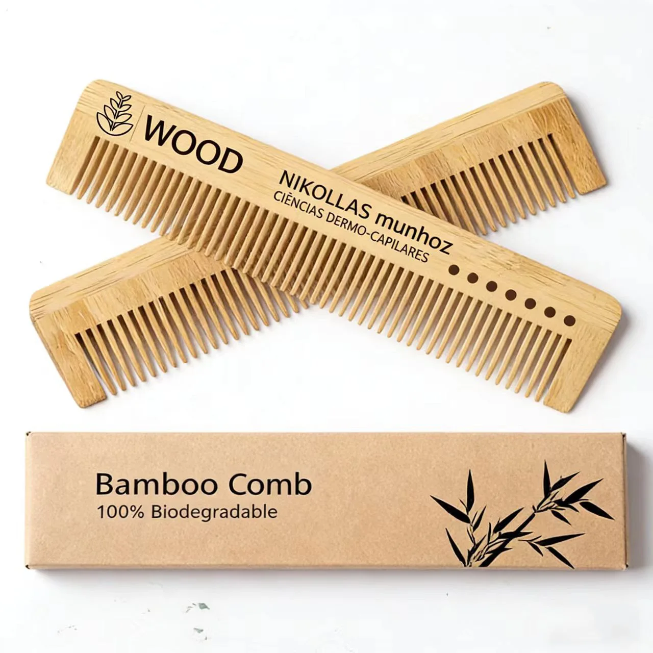 100pcs Customized LOGO Bamboo Comb Wood Pocket Beard Comb,100%Natural Wooden Combs Beard,Hair,Mustache,Men&Women,Travel-Friendly