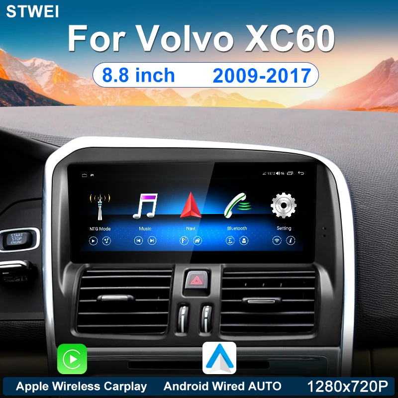 Untuk Volvo XC60 2009-2017 pemutar Video Multimedia Radio mobil, sistem Android, navigasi GPS, Stereo mobil, Carplay nirkabel