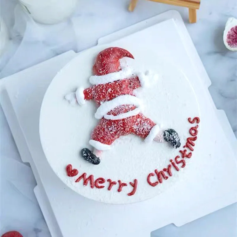 New 2024 Happy Christmas Cake Toppers Cartoon Santa Claus Kids Xmas Party Cake Topper Gift  for Birthday Dessert Decoration