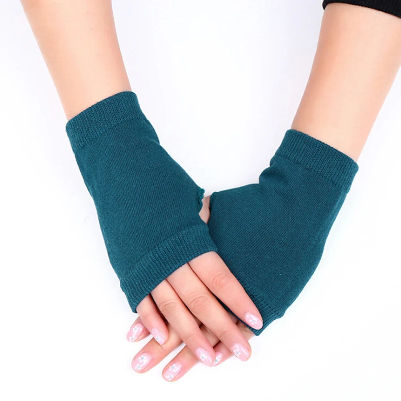 Unisex Combed Cotton Fingerless Gloves Fingerless Finger Gloves Knitted Half-finger Gloves Short Student Gloves Winter