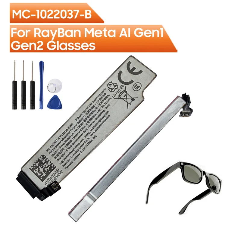 NEW Battery MC-1022037-B For RayBan Meta AI Gen1 Gen2 Wayfarer Headliner Skyler Optics RW4001/2/3/6/13 AI Glasses 3.87V 219mAh