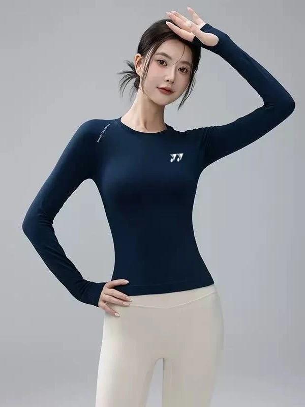 

Женская футболка для бадминтона Fitn Spor Long Sve round Ne для похудения, топ для йоги Qui Dry Running Gymnastics irt