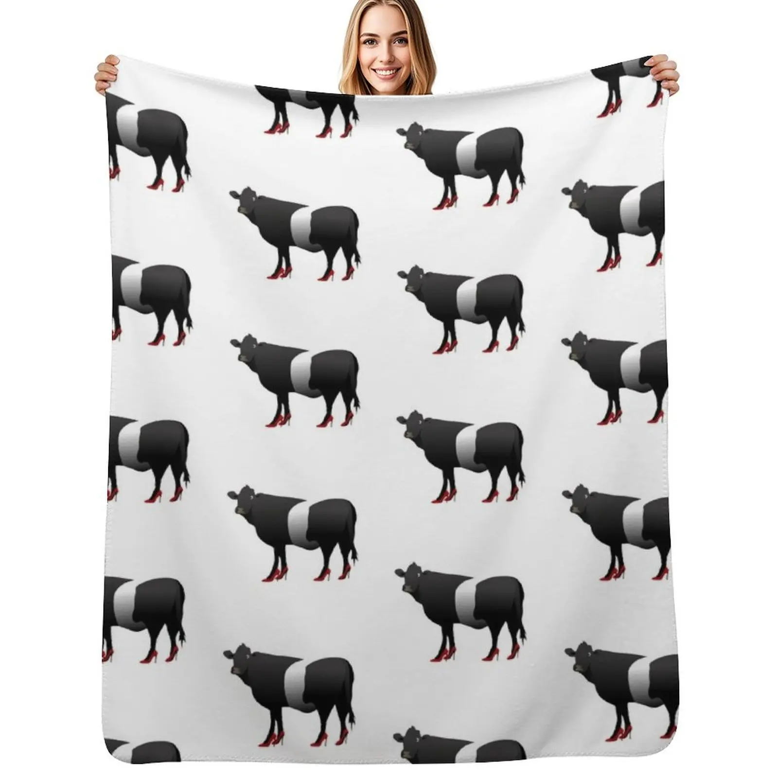 

Cow with red high heels design Throw Blanket Thermal Fashion Sofas Plaid on the sofa Decorative Throw Blankets