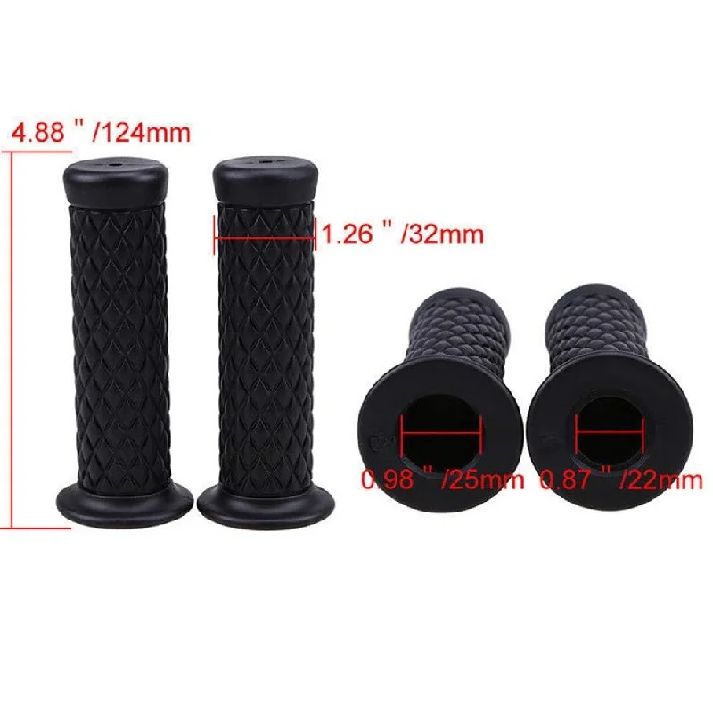 Pair Non Slip Retro Rubber Handlebar For Universal Motorcycle Bikes Scooters 7/8 Inch 22mm and 1 Inch 24mm 4 Colors Handle Grips