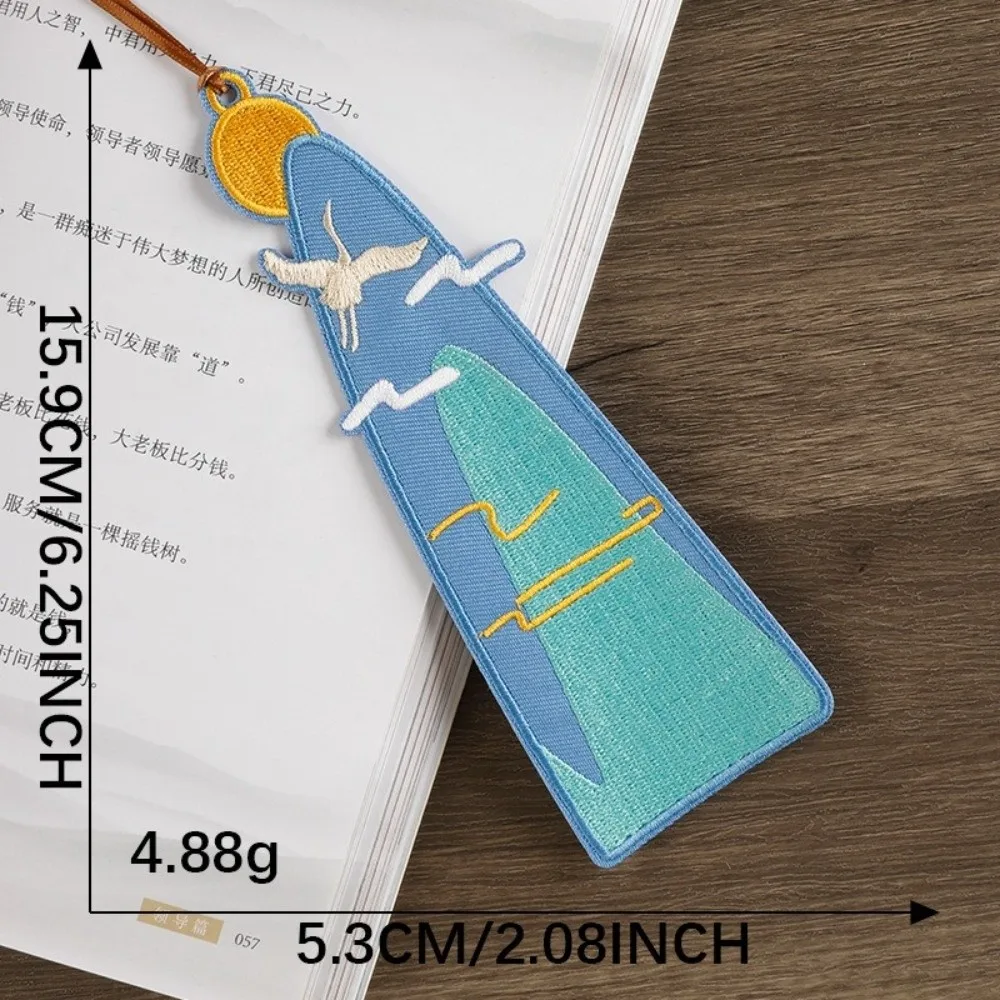 Multifunctional Fabric Embroidery Bookmarks with Rope Chinese Style Embroidered Page Markers Fabric Page Marker Students