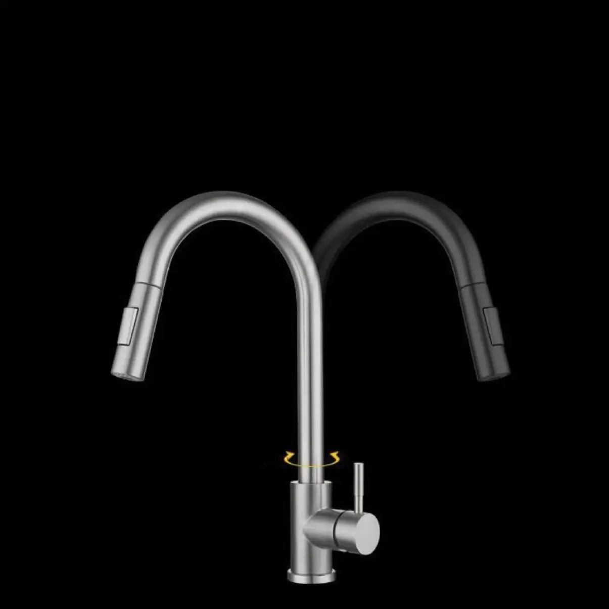 Brushed Nickel Kitchen Faucet Single Hole Pull Out Spout Kitchen Sink Mixer Tap Stream Sprayer Head Chrome/Black Mixer Tap