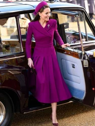 Kate Middleton Princess Nowa wysokiej jakości designerska moda Elegancka wiosenna jesienna damska broszka Party Casual Vintage Midi Dress