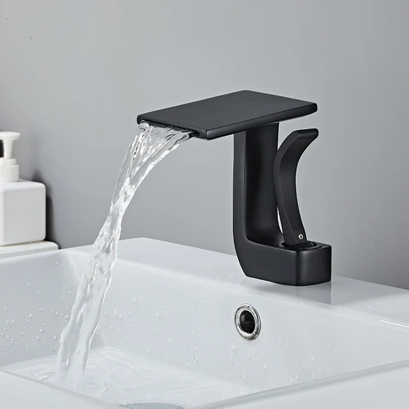 Waterval Badkamerkranen Warm en Koud Water Wastafelkranen Zwarte Kraan Badkamer Wc Messing Wit Zwart Goud Wastafel Kraan Torneira