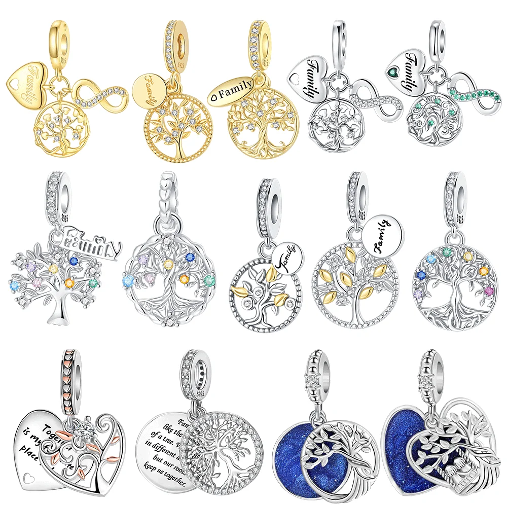 

925 Sterling Silver Tree of Life Forever Family Yggdrasil Pendant DIY Charm Fit Original Bangle Charms Bracelet Women Jewelry