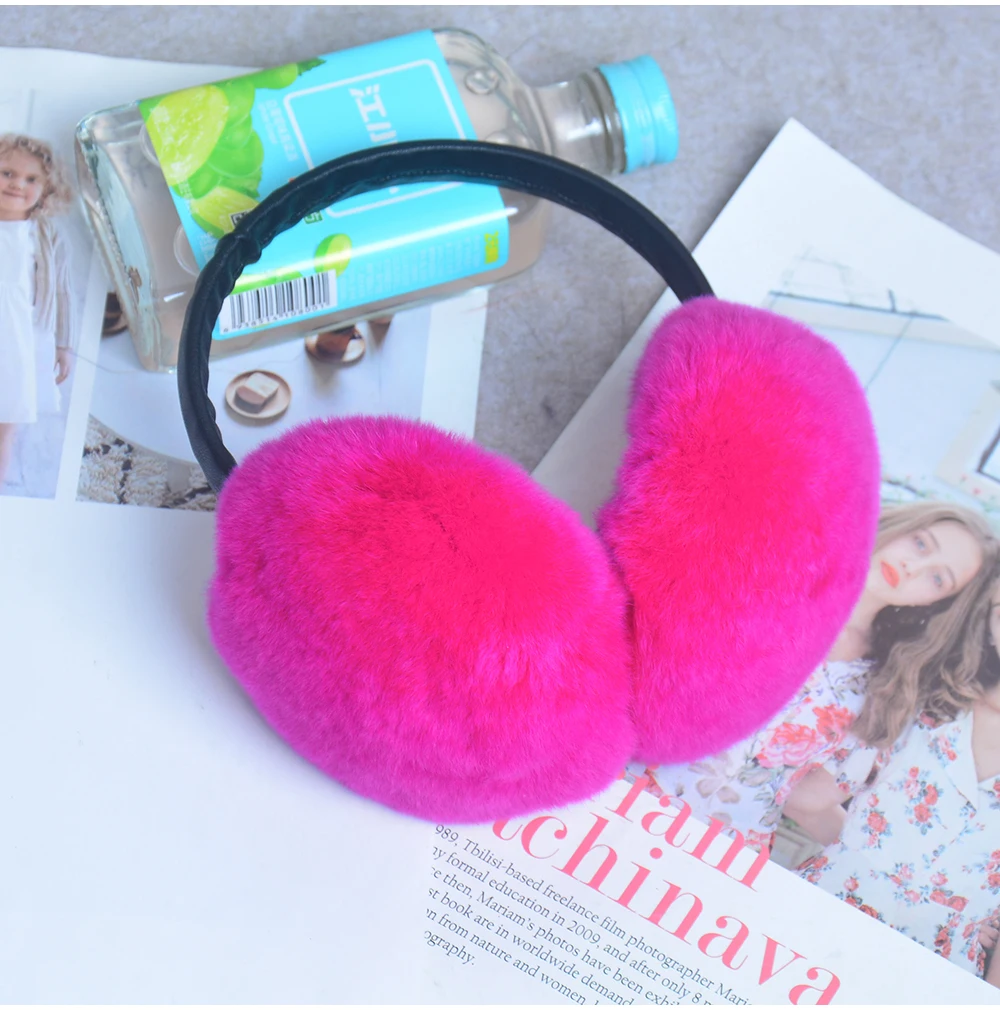 Rex Rabbit Fur Hang Ear Cover Warm Winter Earmuffs Headwear Ear Muffs Fur Earmuffs Cold Ear Warmer Fold Ear Protection Headband