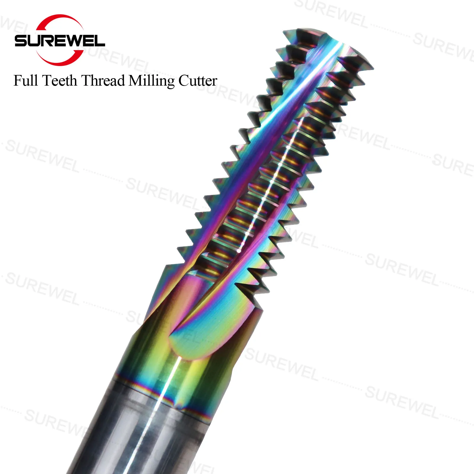 SUREWEL Full Teeth Threading End Mills Tools CNC M6 M8 M10 M12 Carbide Thread Milling Cutter Boring Cutter For Copper Aluminum
