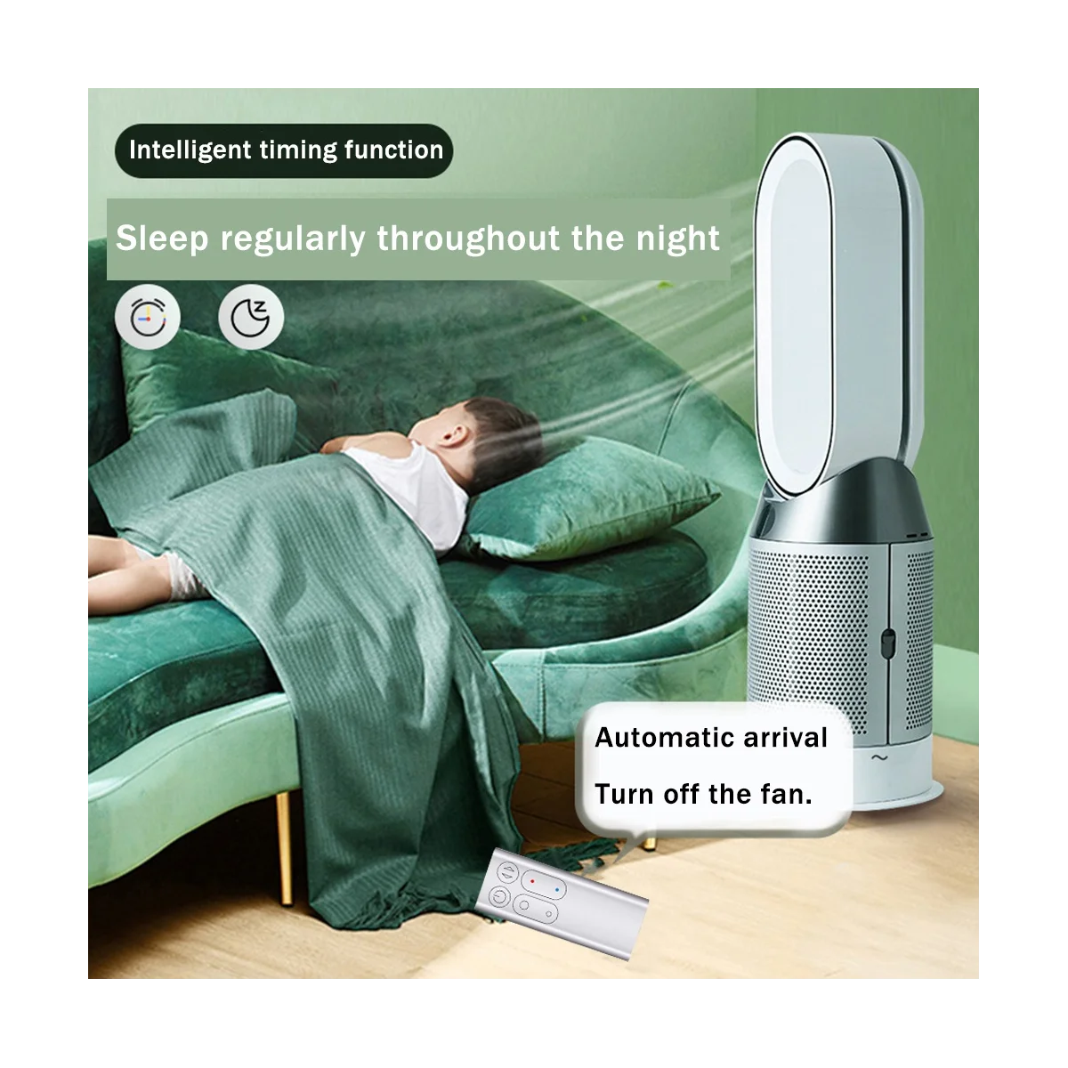 جهاز تحكم عن بعد بديل مناسب لتنقية الهواء ، مروحة بدون أوراق ، فضي ، AM04 ، AM05