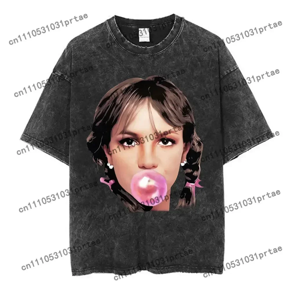 Britney Spears Oops! I Did It Again Tour 2000 Merch Vintage Washed T Shirts Men's Women Cotton Short Sleeve Oversized T-shirts B