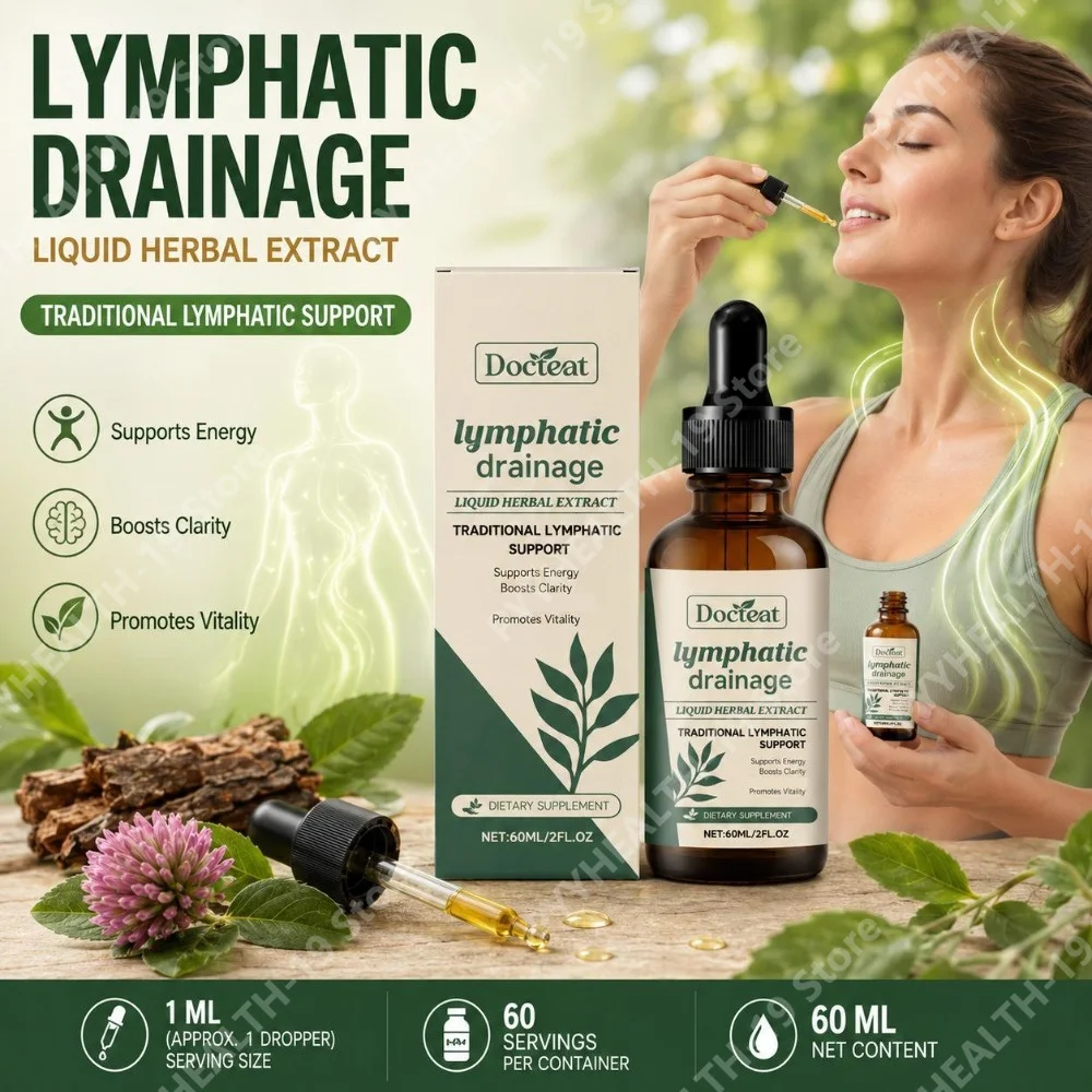 Docteat Lymphatic Drainage Liquid Herbal Extract Cleavers Red Clover Stillingia For Energy Clarity Vitality Support Adult 60ml