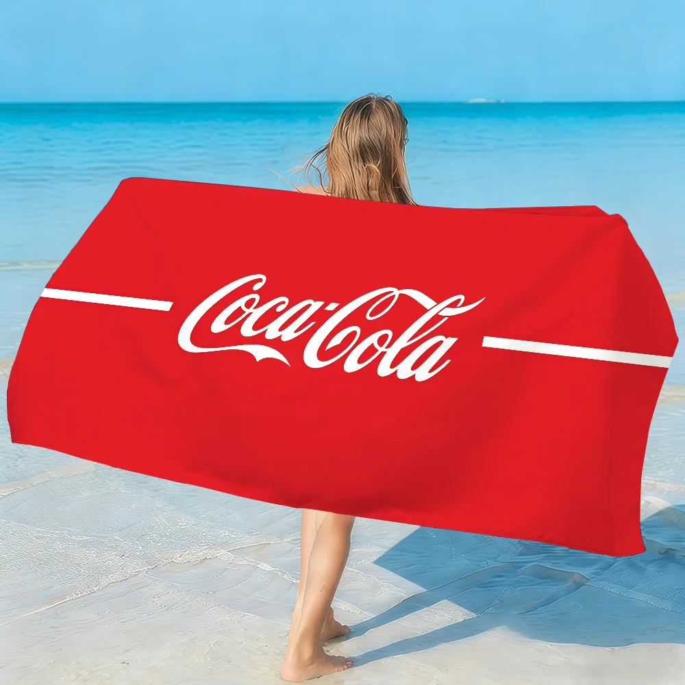 Toalla con logotipo de la marca C-Coca, suave, ligera, antipolvo, toalla de playa grande, de secado rápido, para baño, deportes, familia