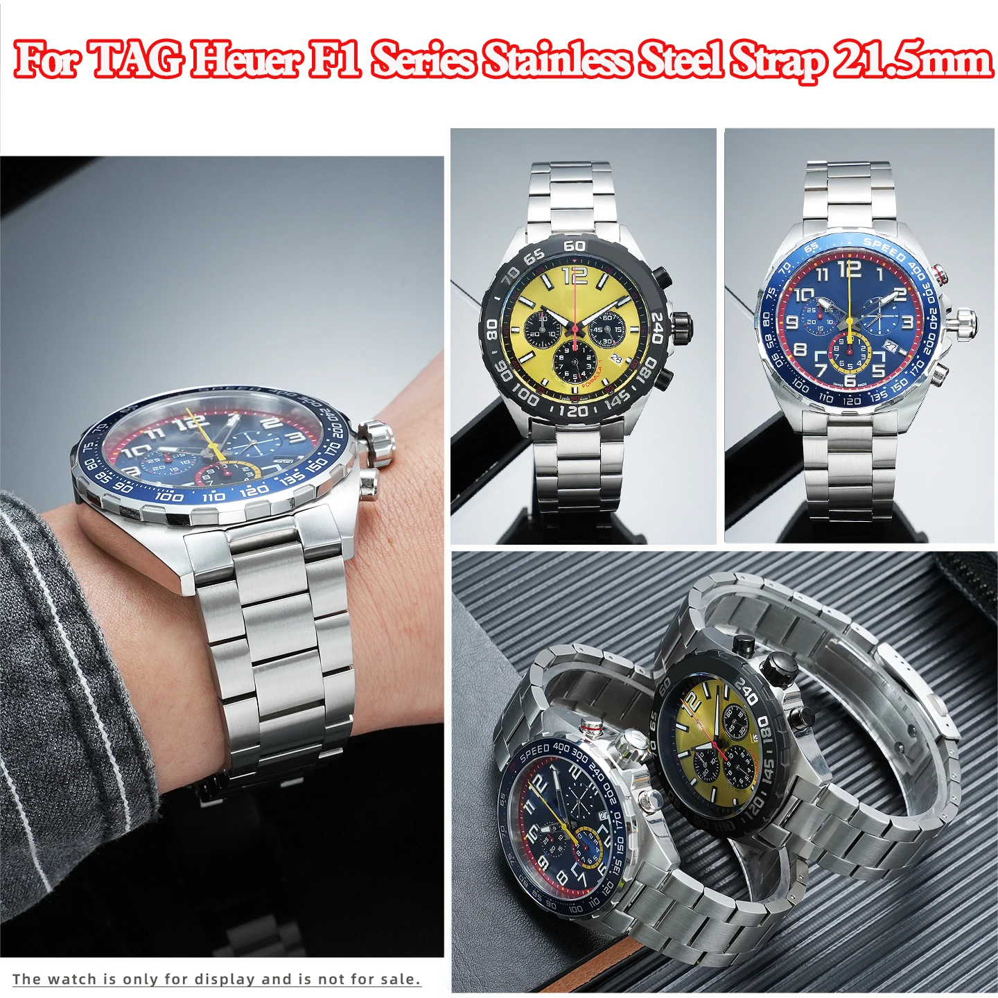 

21.5mm Premium Solid Stainless Steel Watch Band For TAG Heuer Formula 1 Solid Lug Interface Metal Wrist Strap Steel Color
