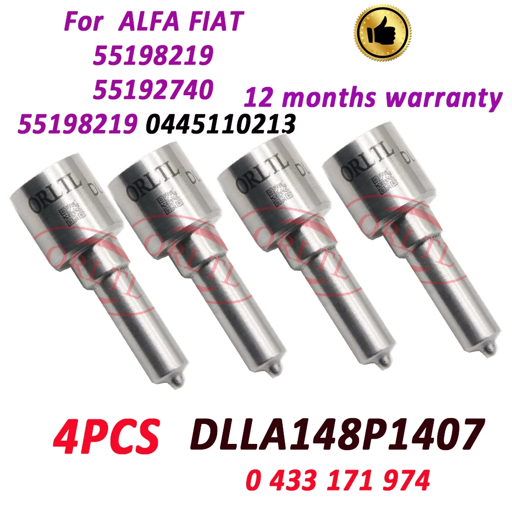 4 Pieces 0445110213 Nozzle DLLA148P1407 0433171873 Common Rail Injector Tips DLLA 148 P 1407 For 55192740 55198219