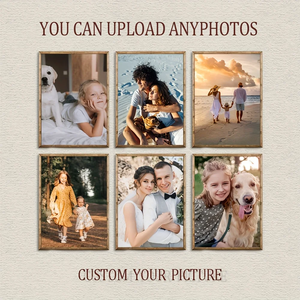 6-teiliges Set Individueller Leinwanddruck Personalisiertes Foto Geeignet für Familienleben Haustiere Landschaften Paare Hochzeiten Heim-Dekoration Poster