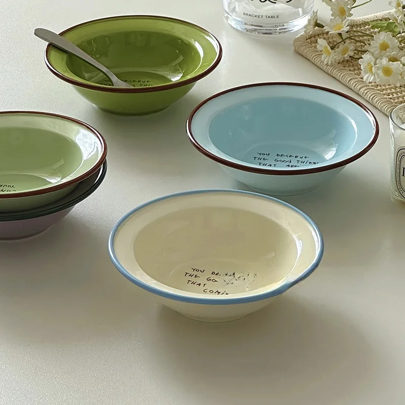 Color Colion Oats Sugar Water Bowl Breakfast Good Looking China Underglaze Polka Dot