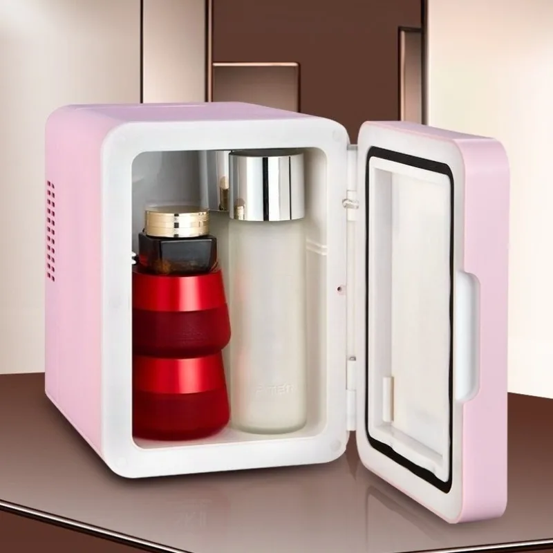 Portable Mini Makeup Cooler Fridge Luxury Cosmetic Fridges with Mirror Mute Skincare Refrigerator 4L Small Refrigerator for Room
