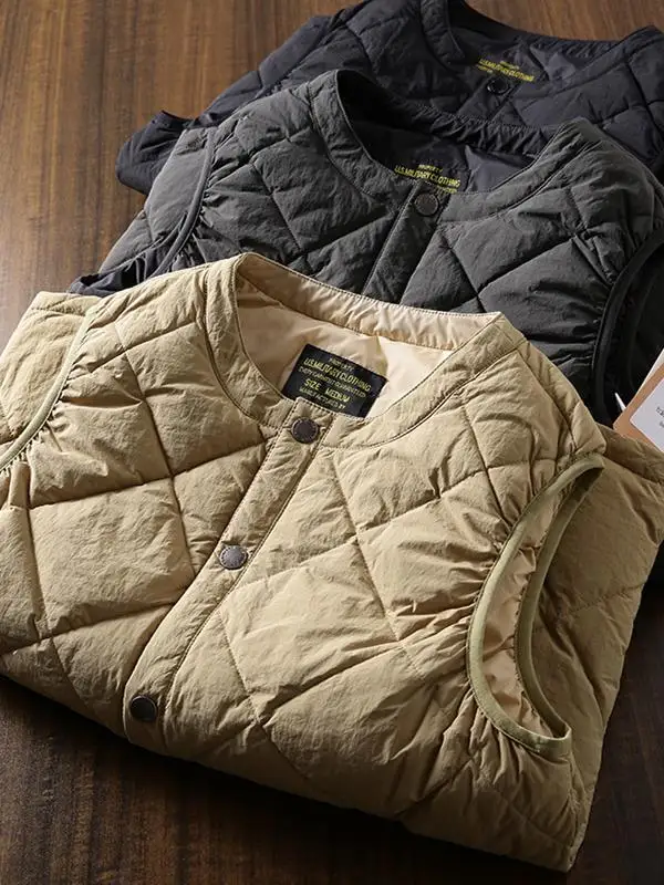 

Du down Vest Men's Autumn Winter Warmth Faionable Urban Sle Thiened Straight Cut Youth Outerwear Jaet