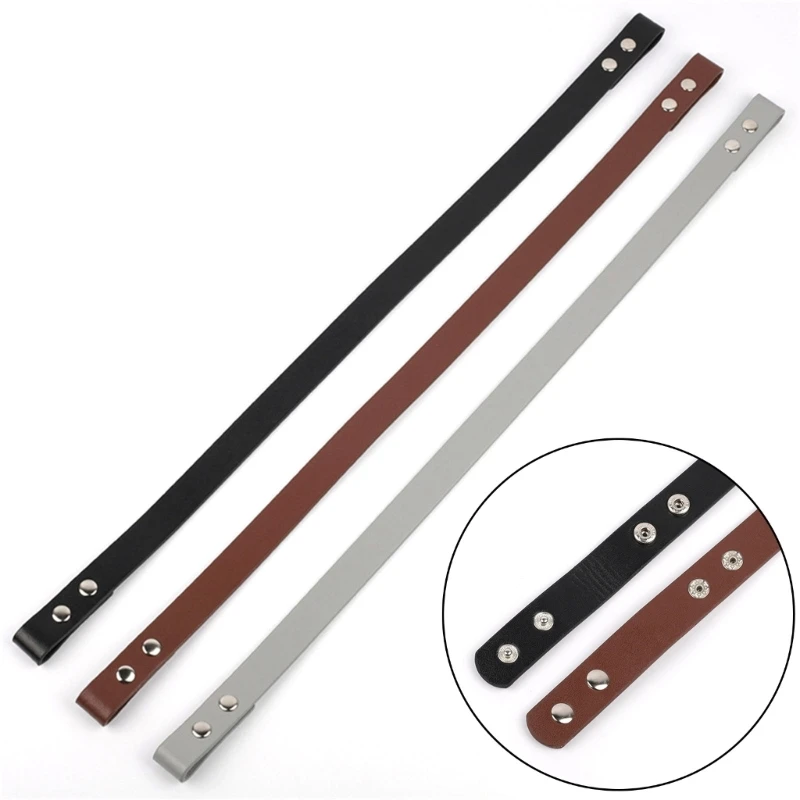 

E74B 2pcs PU Leather Handles Button Four Button DIY Replacement Shoulder Bag Strap