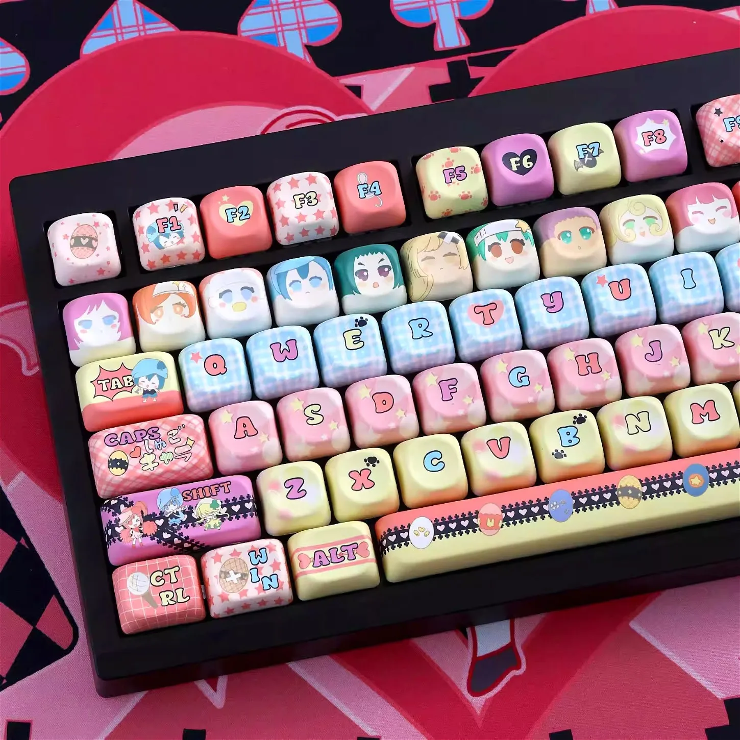 

125 Keys MOA Profile Pink Cute Keycaps PBT Guarding Sweetheart Theme Key Cap Set for Girls Personalized Mechanical Keyboard