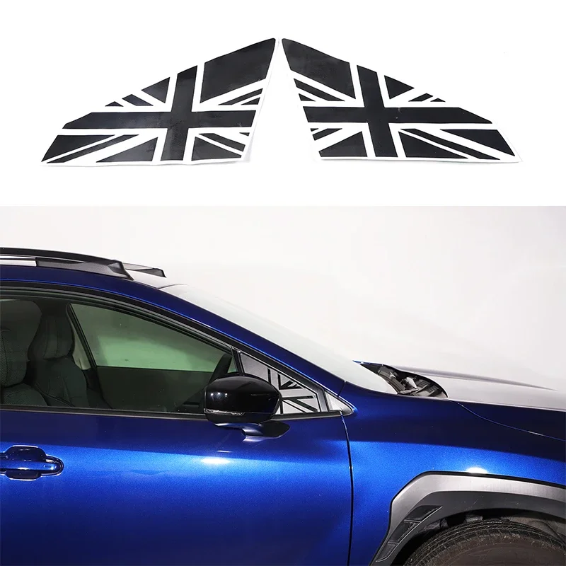 

For Subaru Crosstrek 2024 PVC black car front and rear mirrors triangular glass decorative stickers car exterior accessories