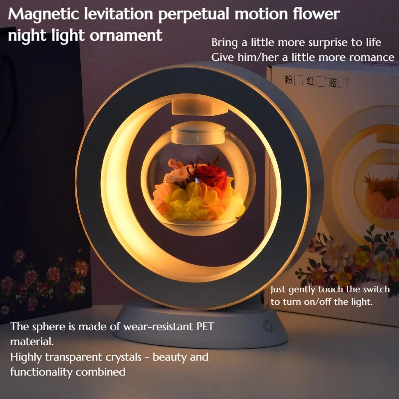 

NEW Eternal Flower Rose Magnetic Levitation Light Emitting Decorative Piece for Home Decoration Artwork Anniversary Gift