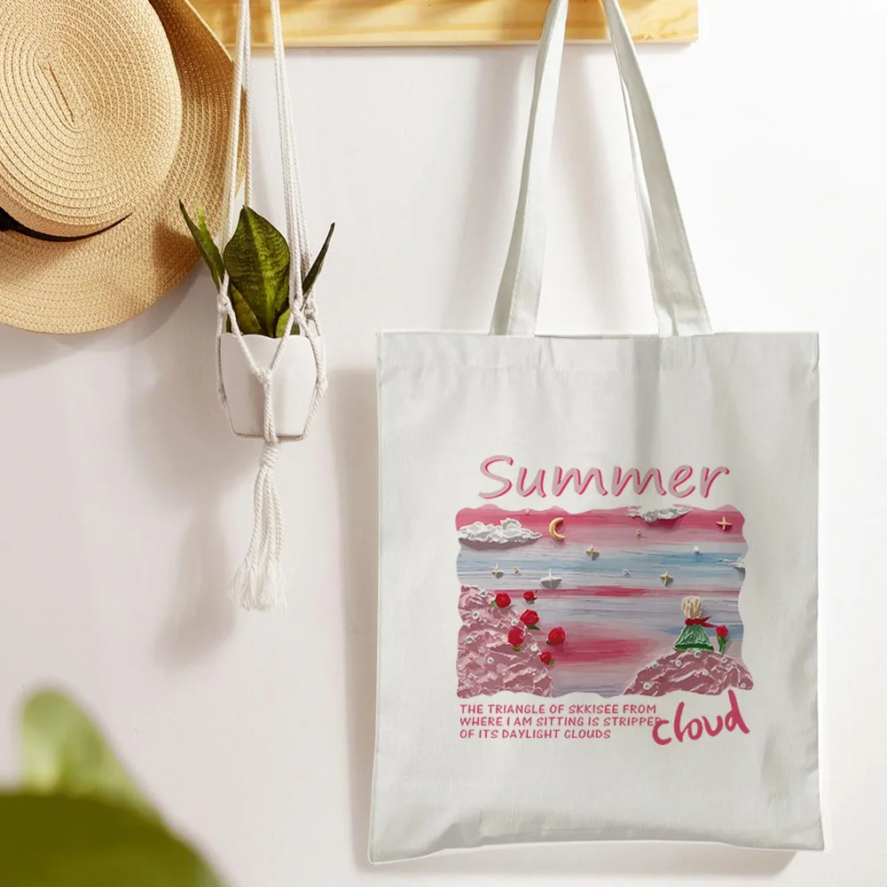 

Black Canvas Tote with Oil Painting Flowers - Matching White Available, Reusable Shopping Bag & Storage Organizer