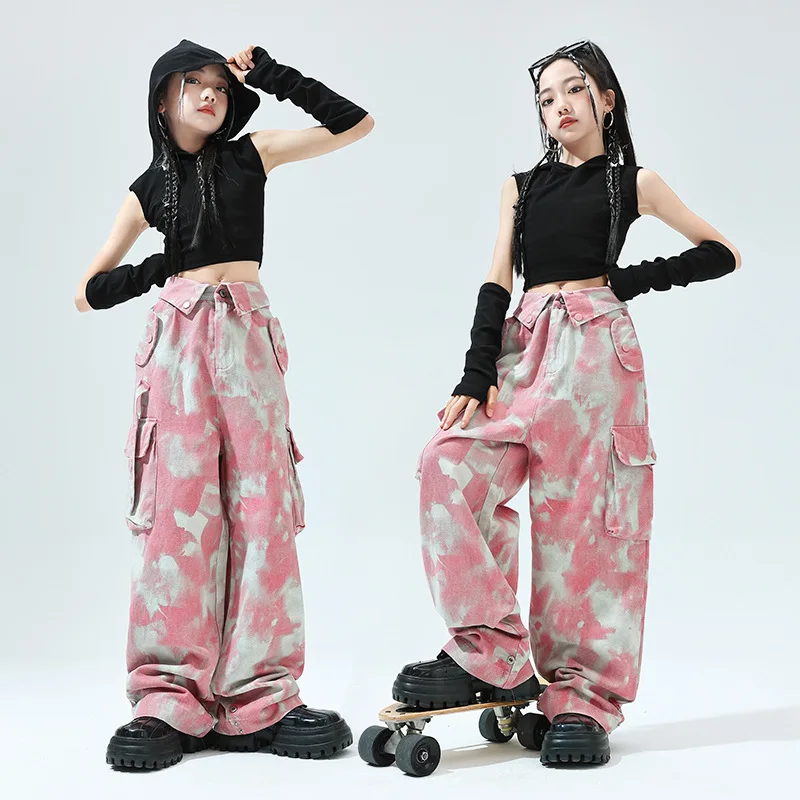 

Summer Internet Celebrity Girl Crop Top Fashion Camouflage Loose Cargo Pants Girl Korean Fashion Trend Wear Jazz Dance Practice