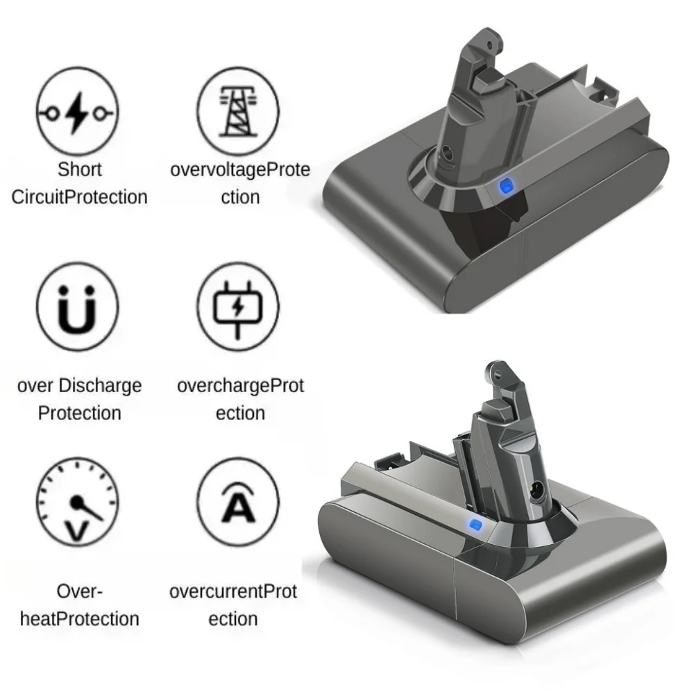 لدايسون V6 سلسلة مكنسة كهربائية بطارية ليثيوم أيون قابلة للشحن 21.6 فولت 9800 مللي أمبير