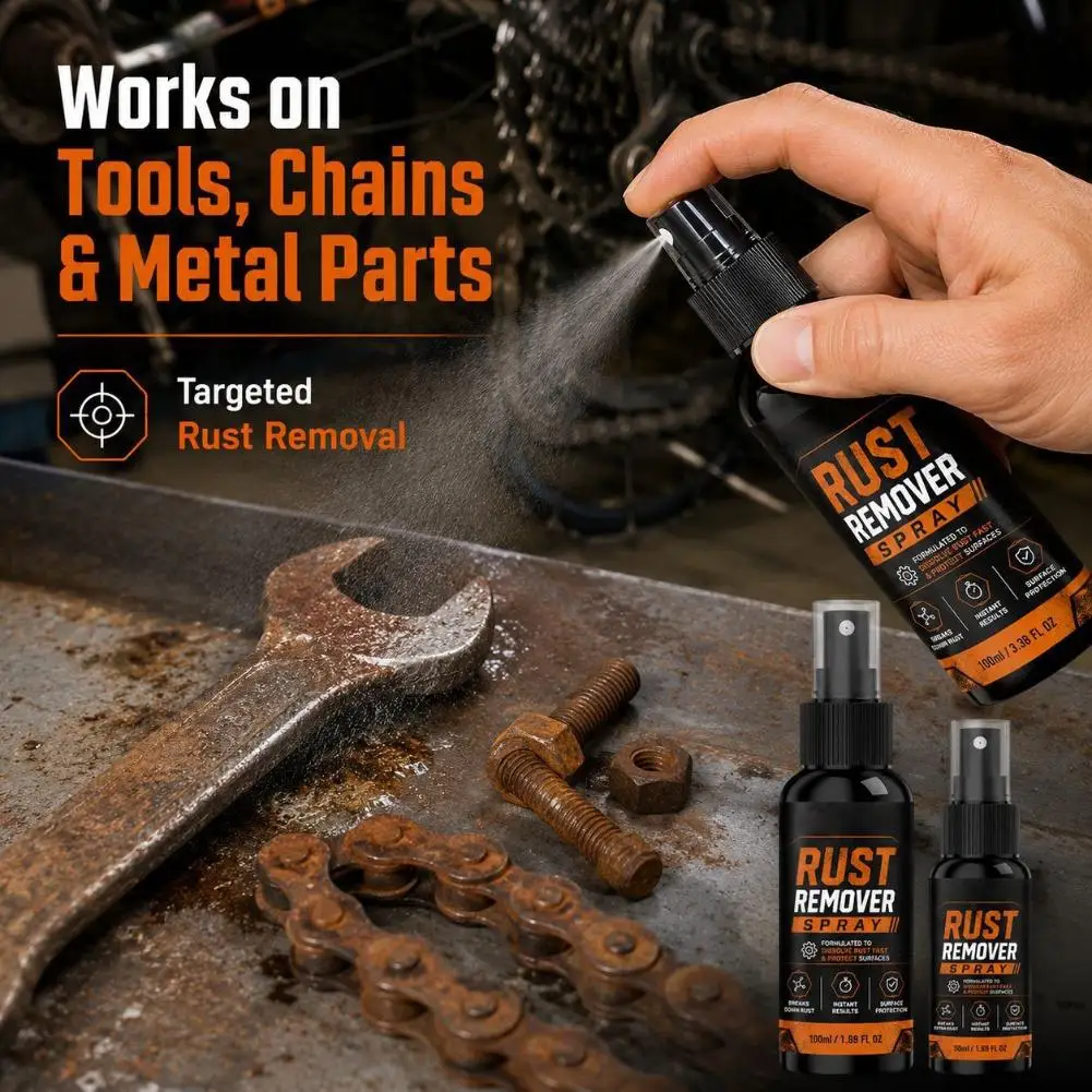 Multi‑Function Rust Remover Spray 50/100ml Metal Surface Rust Dissolving Spray Anti‑Rust Protector for Iron Hardware Components