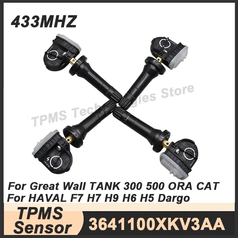 4PCS TPMS Tire Pressure Sensor For HAVAL H5 H6 H9 Raptor Great Wall TANK 300 3641100XKV3AA 433MHz