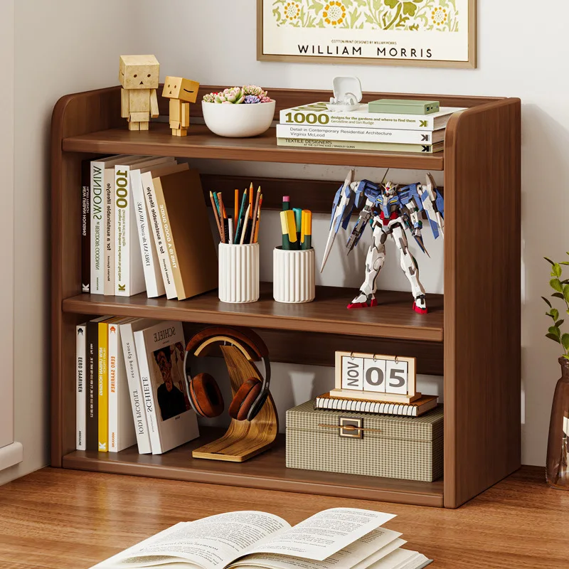 

Bookshelf Desktop Storage Rack Table Storage Locker Student Home Log Solid Color Small Bookcase Office Simple Cabinet