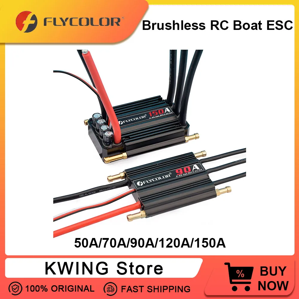 

Flycolor 50A 70A 90A 120A 150A RC Boats Brushless ESC Speed Controller Progaming Card 2-6S Lipo BEC 5.5V/5A for RC Boat