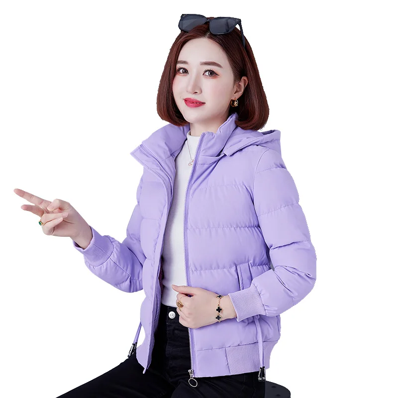 New Winter Women'S Casual Short Thickened Warm Down Cotton Jacket Female Korean Fashion Versatile Detachable Hooded Coat Lady