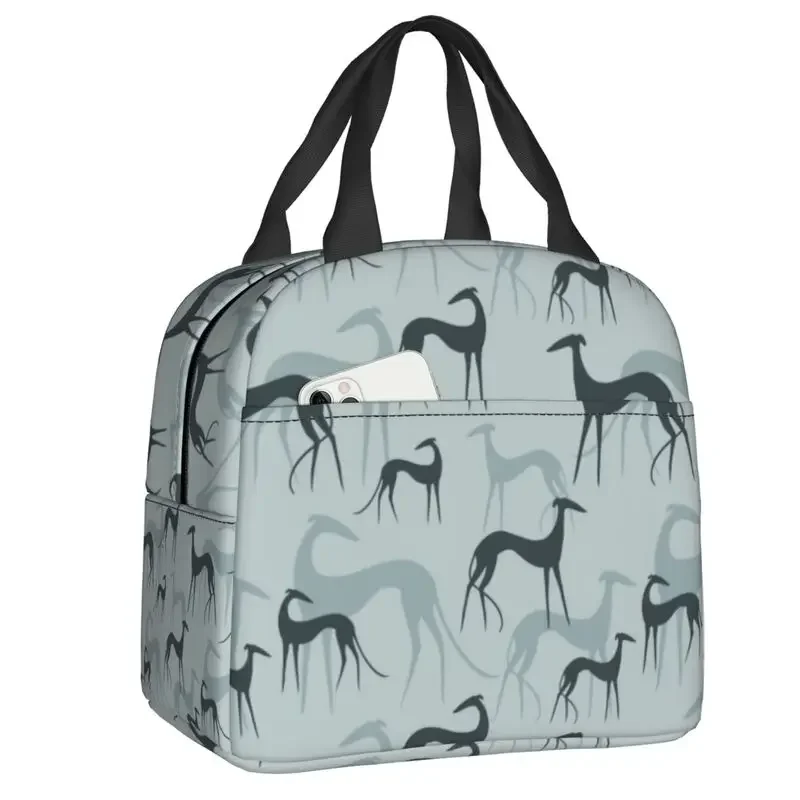 

Greyhound Galgos Dog Insulated Lunch Bag for Camping Travel Thermal Cooler Lunch Box Women Kids Food Container Tote Bags