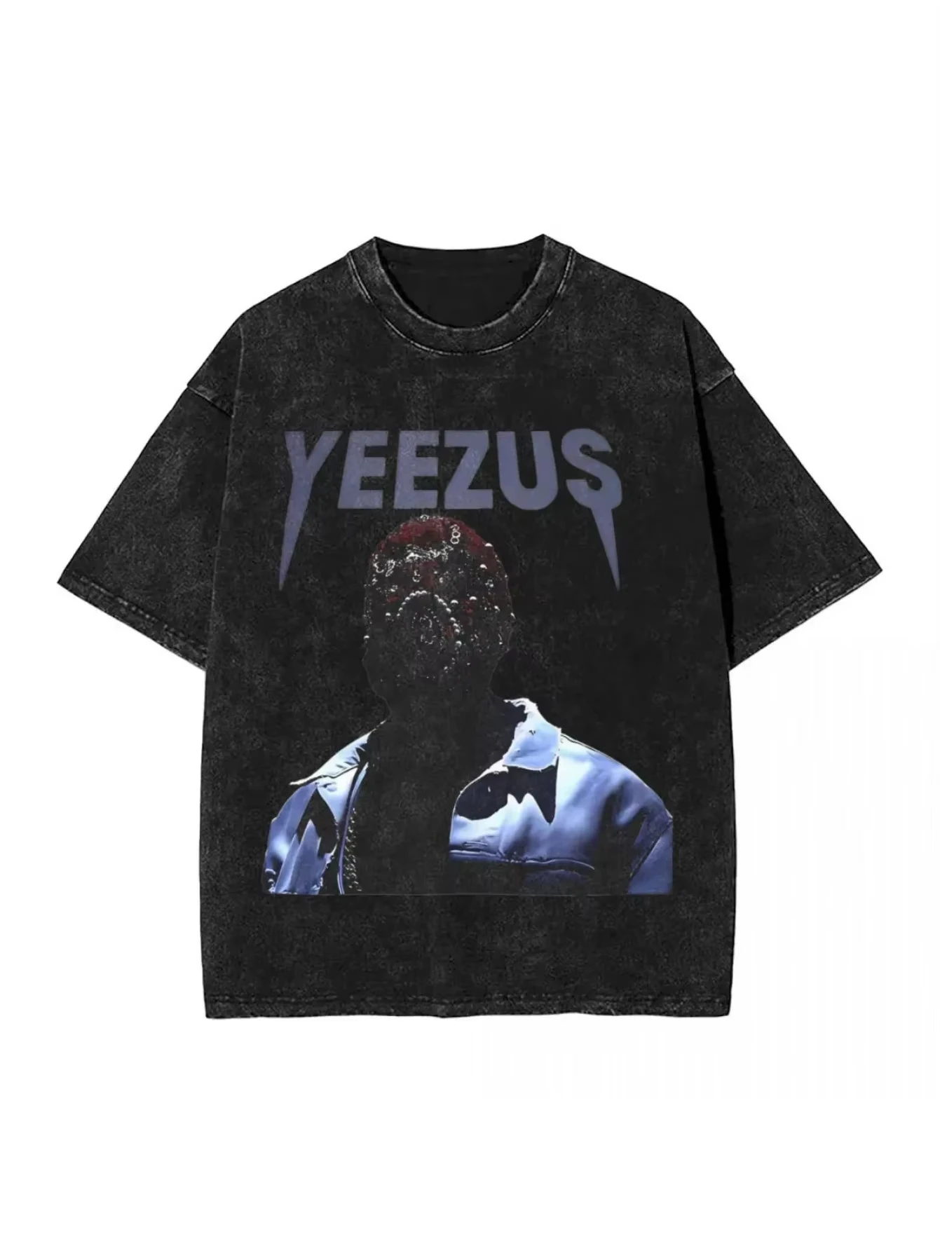 2026 Kanye West Yeezus Album Graphic Women Men T-Shirt Vintage Washed Streetwear Tee with Bold Lettering Abstract Art