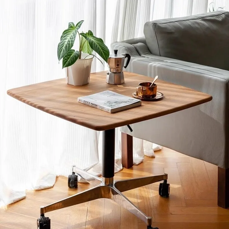 خشب الكرز في أمريكا الشمالية، طاولة قهوة متحركة، طاولة جانبية للرفع، طاولة مربعة صغيرة من خشب الجوز، خشب متين مستدير بجوار السرير