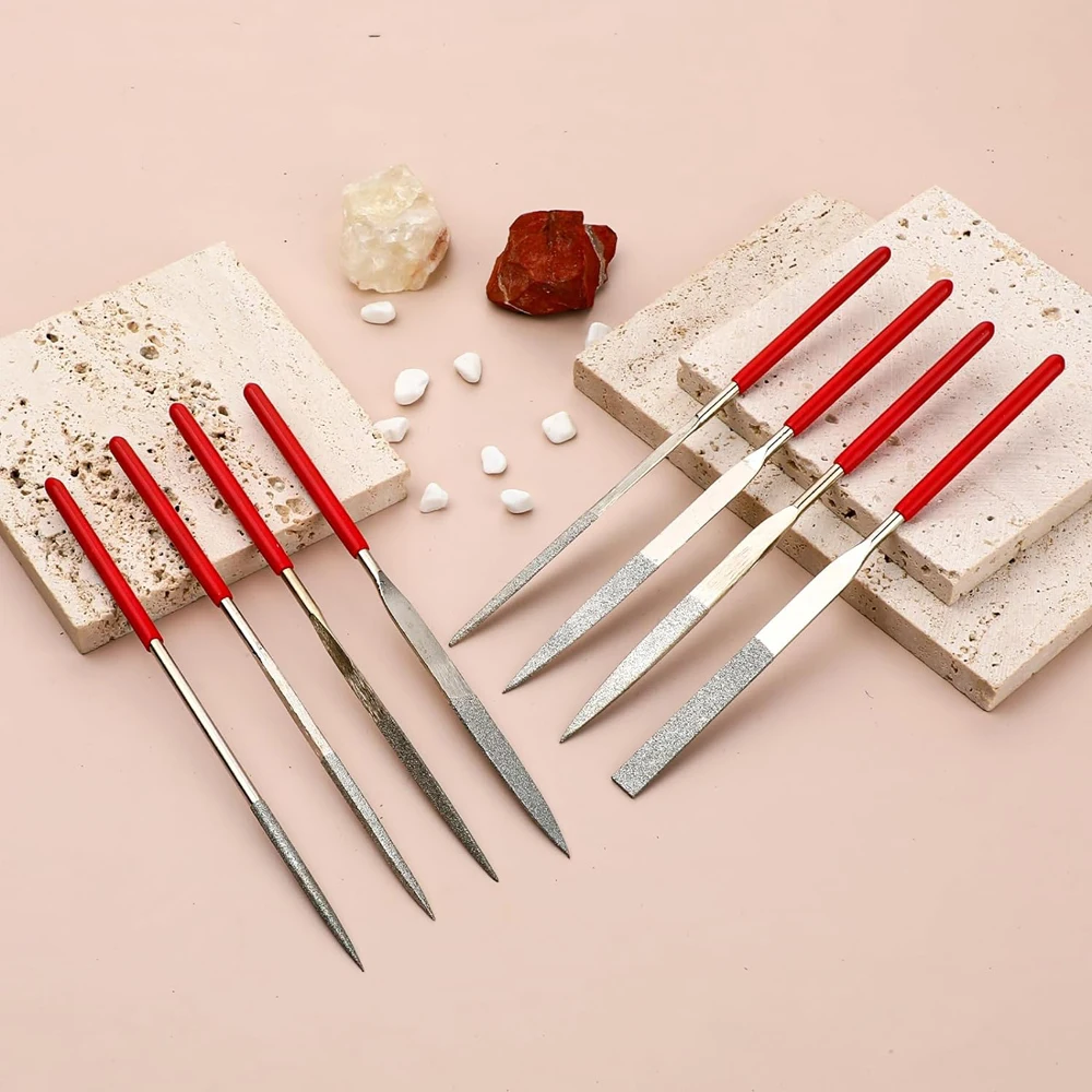 10-teiliges Diamant-Nadelfeilen-Set, 3 x 140 mm, Mini-Nadelfeilen-Set für Stein, Glas, Metall, Schnitzerei, Handwerk, Handwerkzeuge, Nadelfeilen-Set – Detail 14