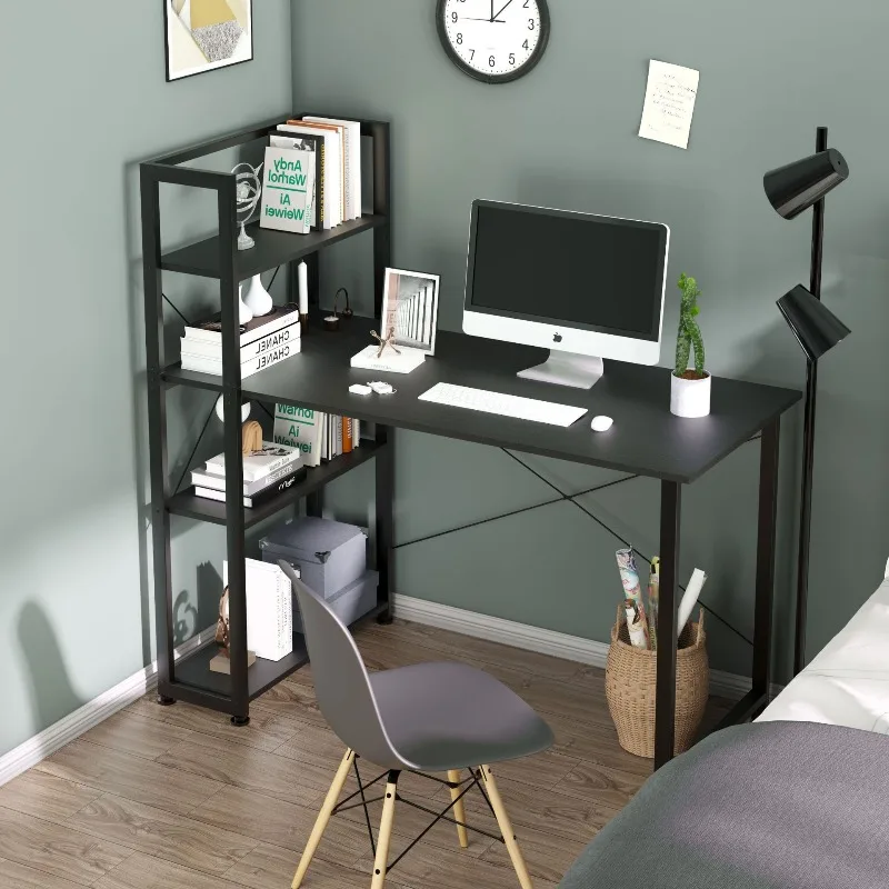 Desk bookshelf, integrated home office writing desk, wall desktop computer desk